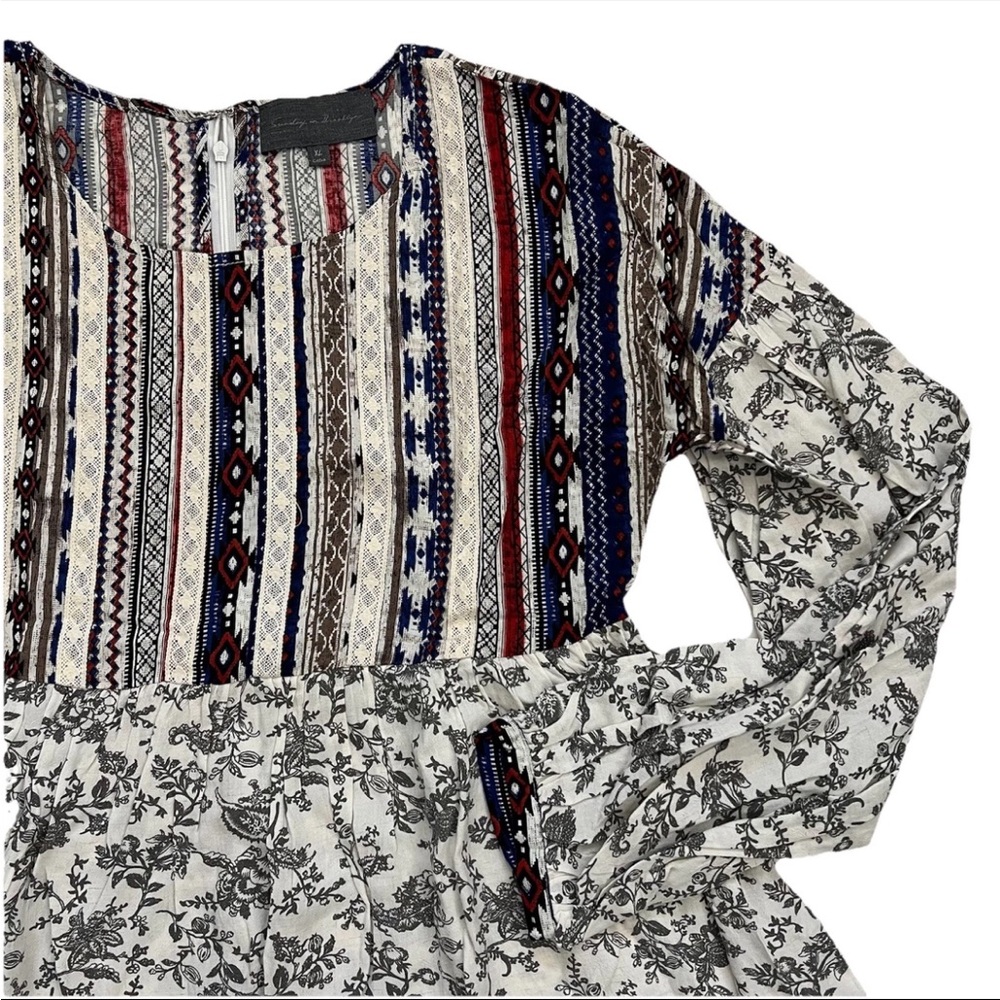 Anthropologie Sunday In Brooklyn Mini Dress XL Floral Cottagecore Peasant NWOT
